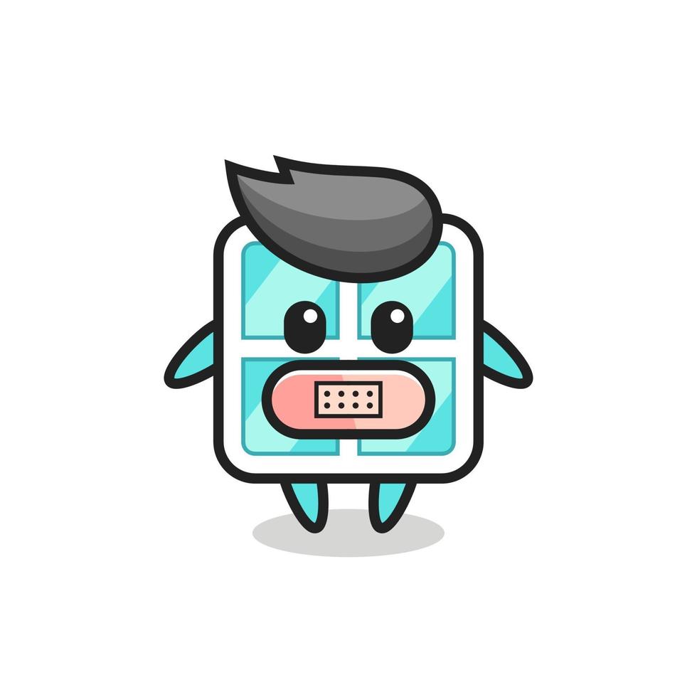 Cartoon Illustration of window with tape on mouth vector