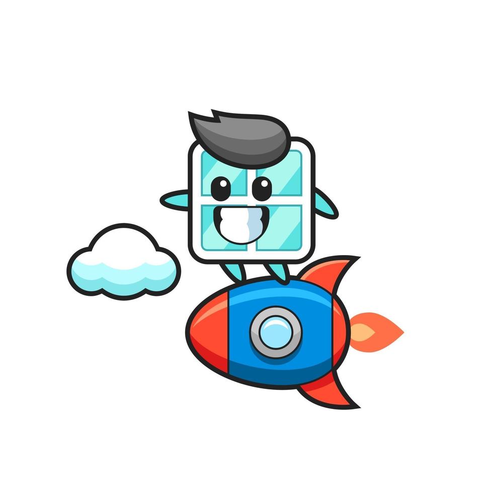 window mascot character riding a rocket vector