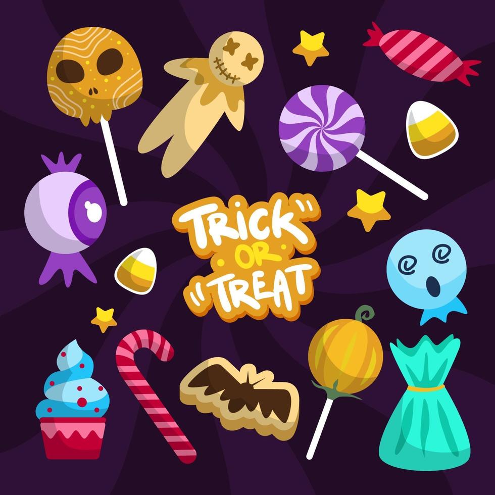 Trick or Treat Sticker Set vector