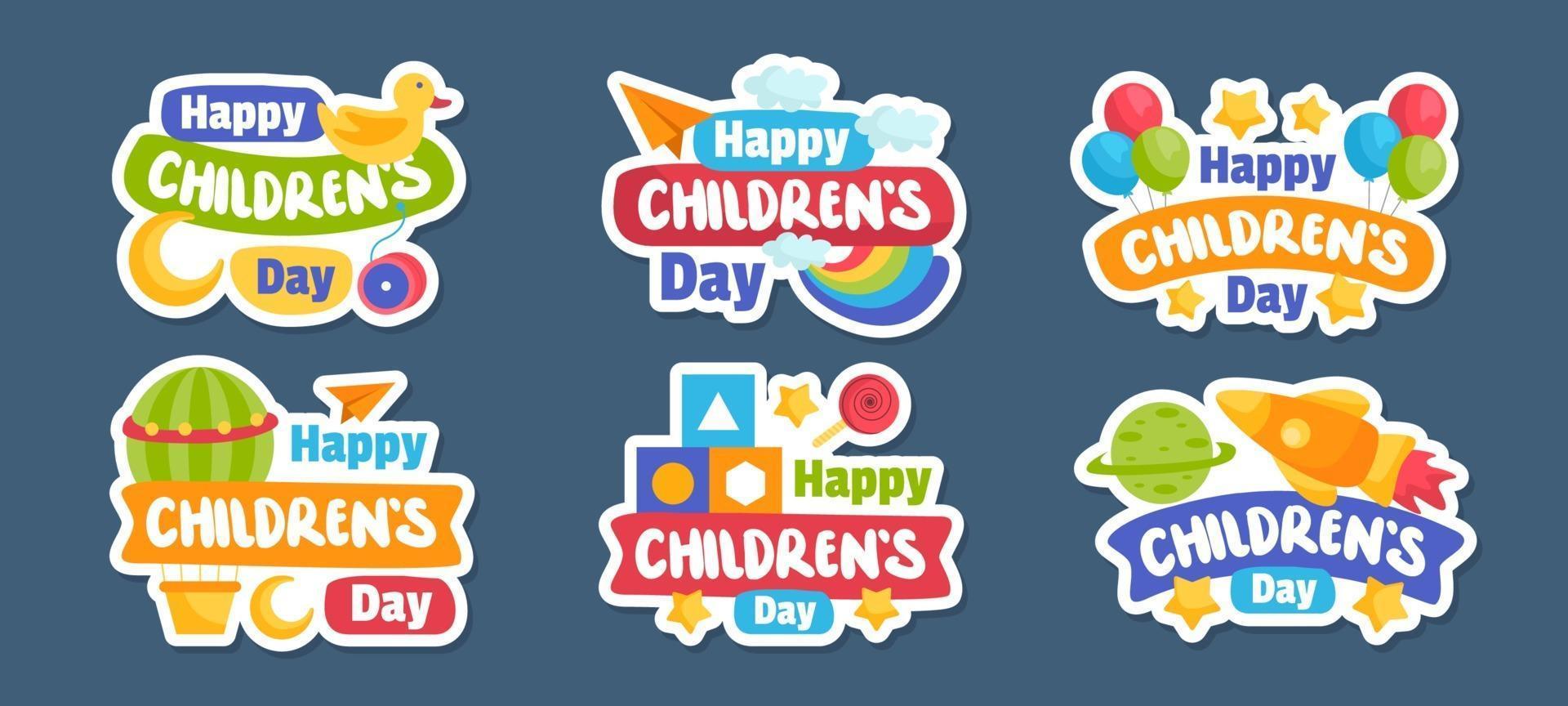 Childrens Day Sticker Set vector