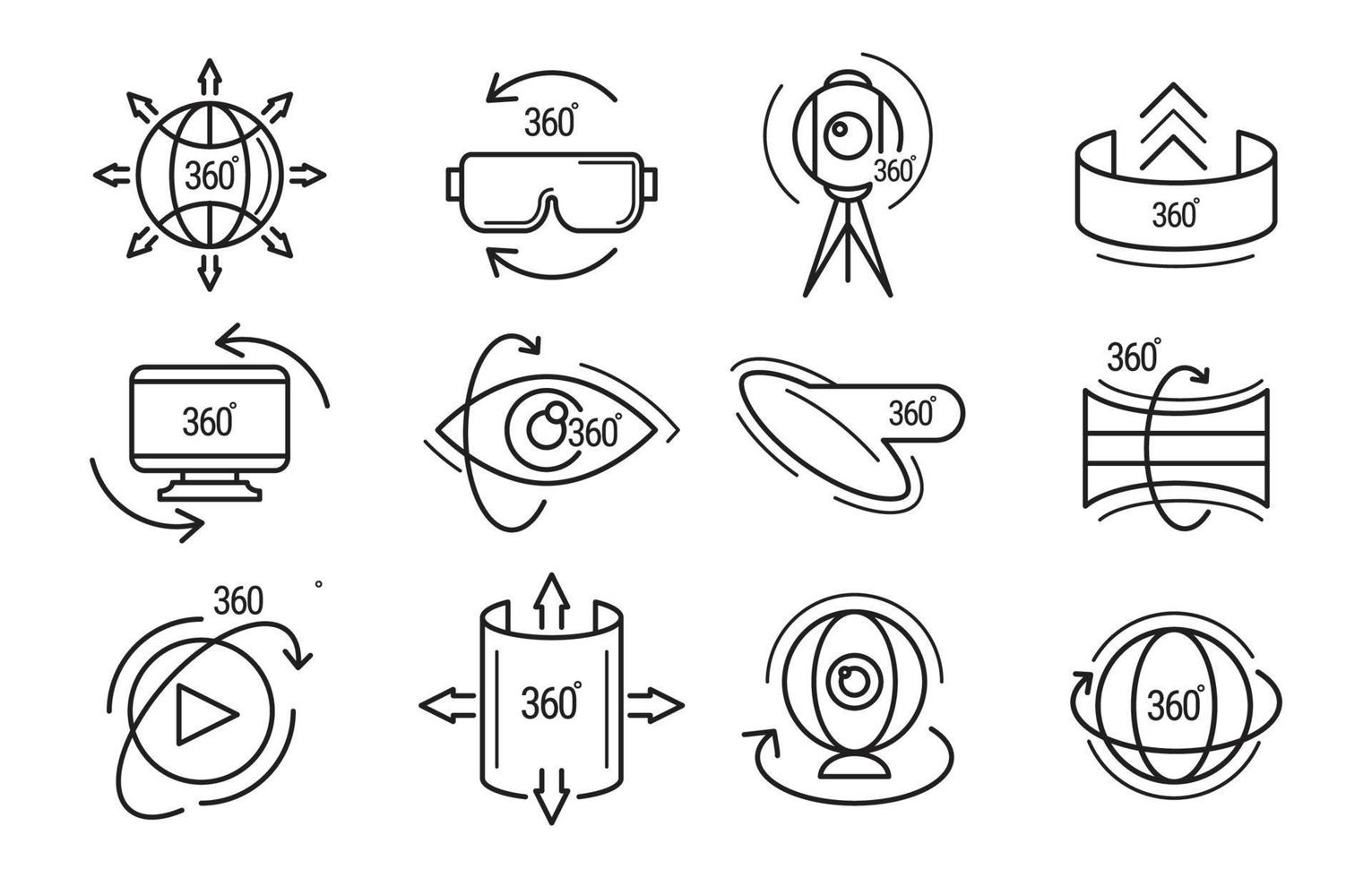 Virtual Tourism Icon Set vector