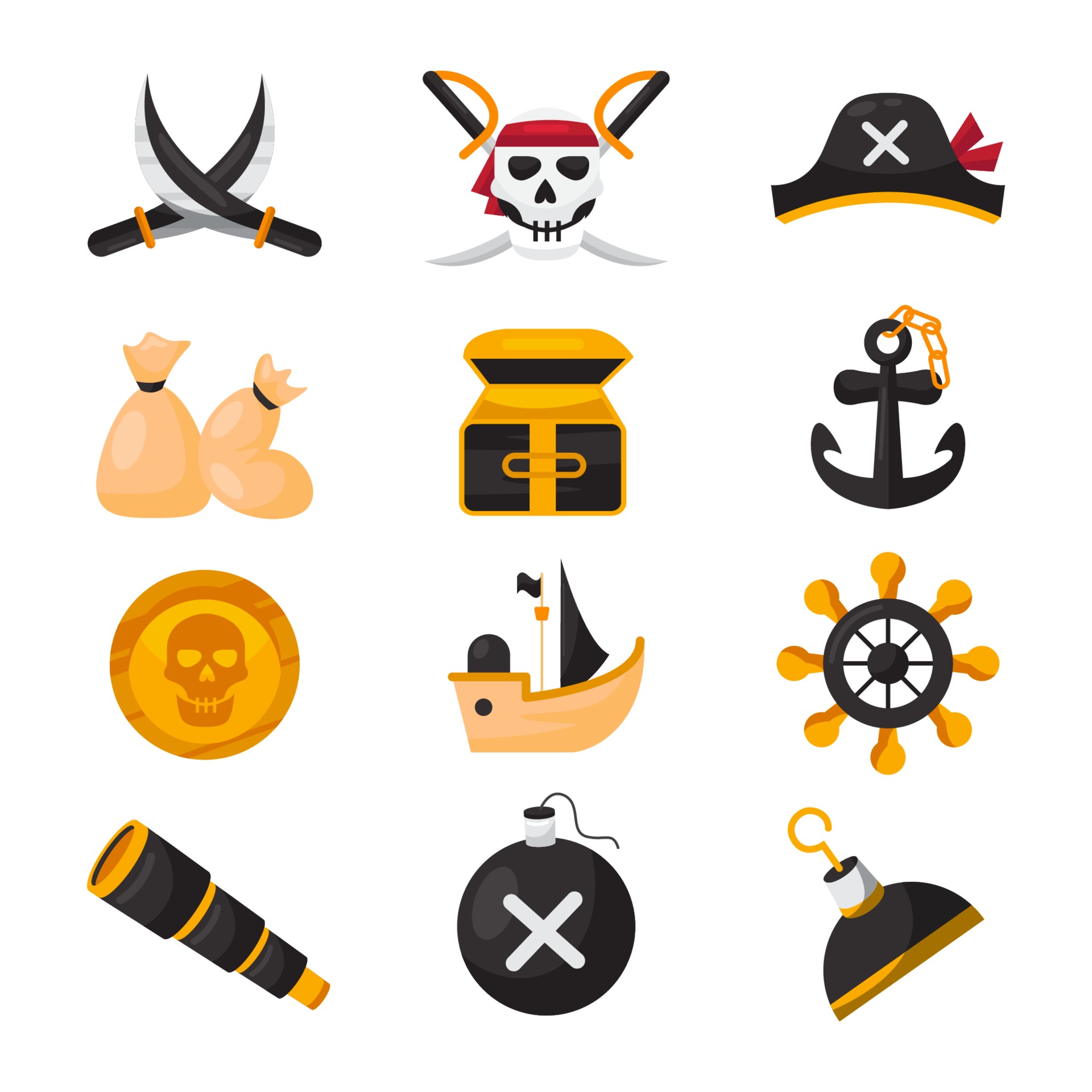 colección de accesorios y artículos piratas, paquete pirata. piratas de  hombre y mujer. ilustración vectorial dibujada a mano. 12990915 Vector en  Vecteezy