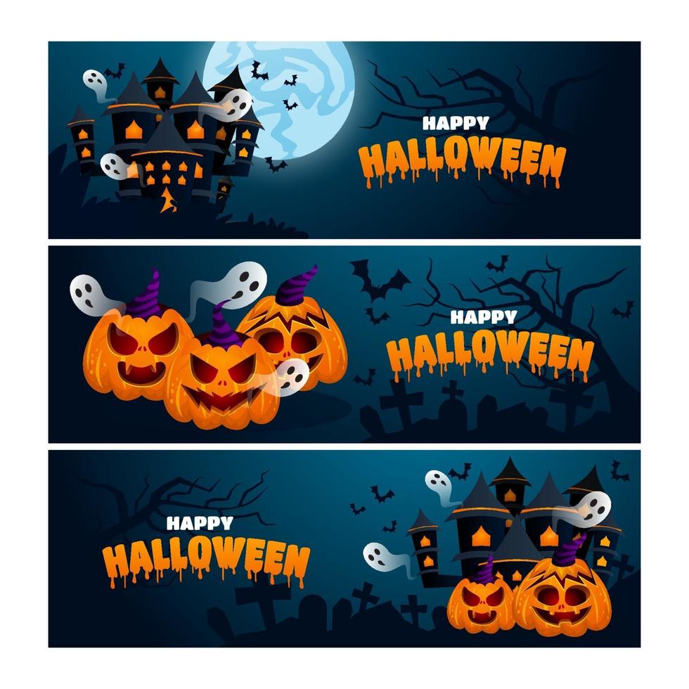 Happy Halloween Banner Set vector