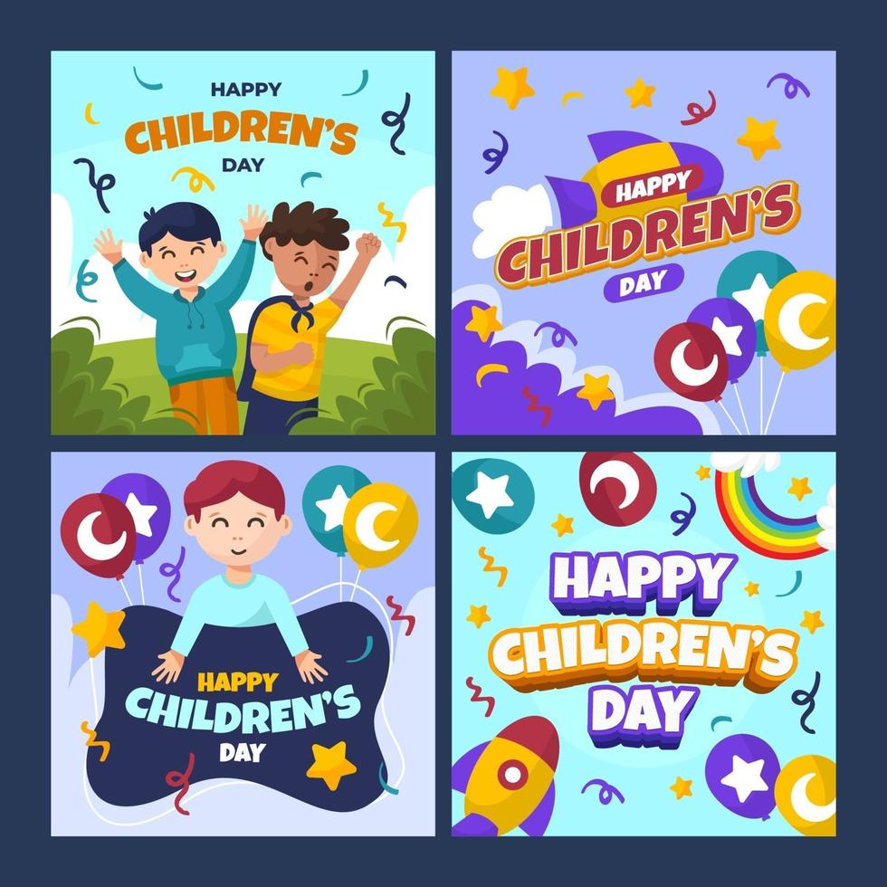 Children's Day Greeting Card Set vector