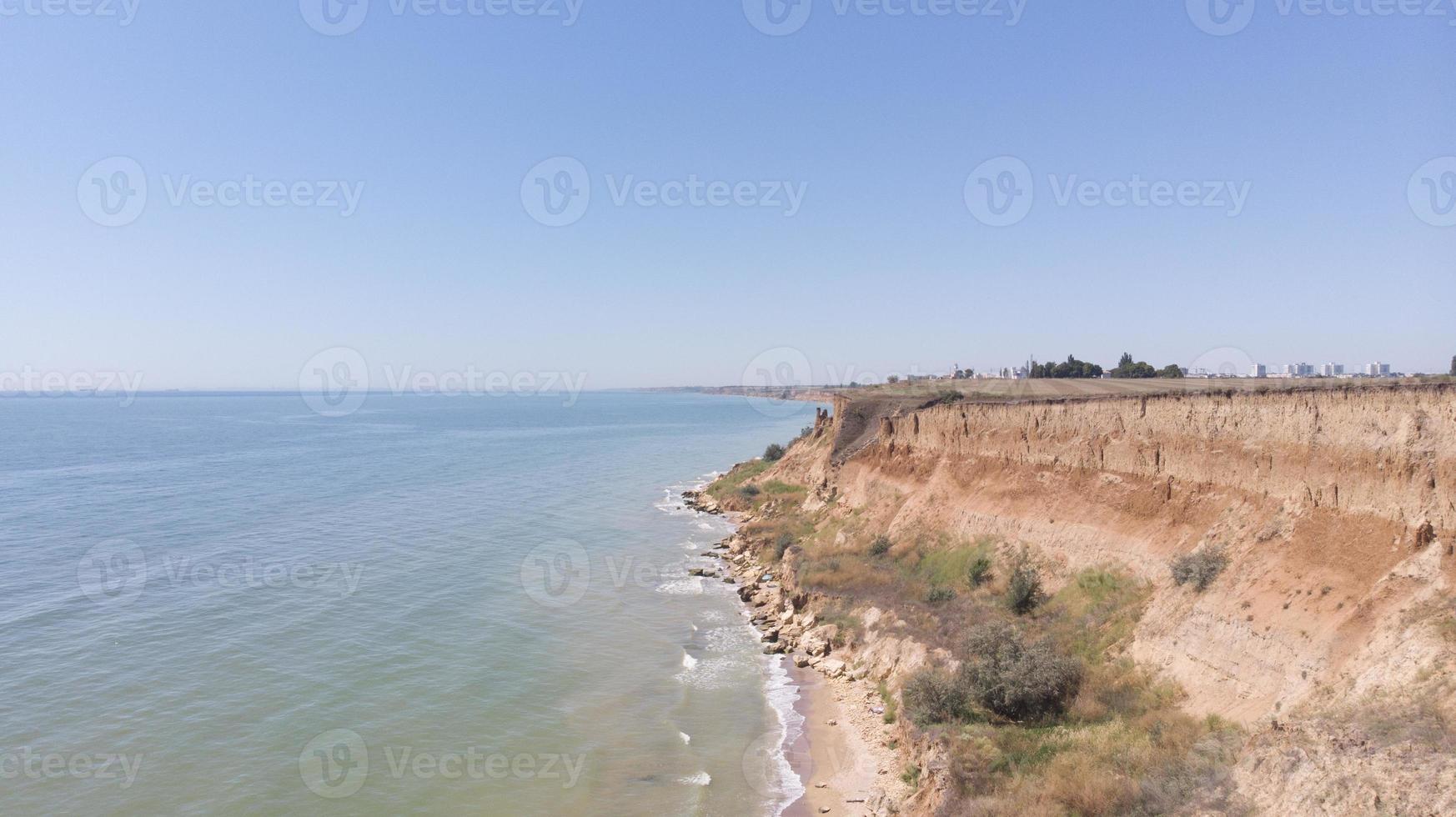 Aerial drone shot of the Cliff in Odessa near the sea photo