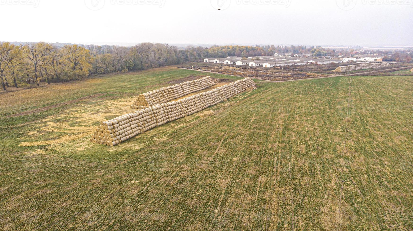 Haystack at harvest, agriculture farm photo