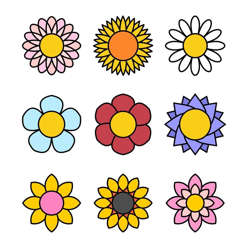 conjunto de iconos de flores vector