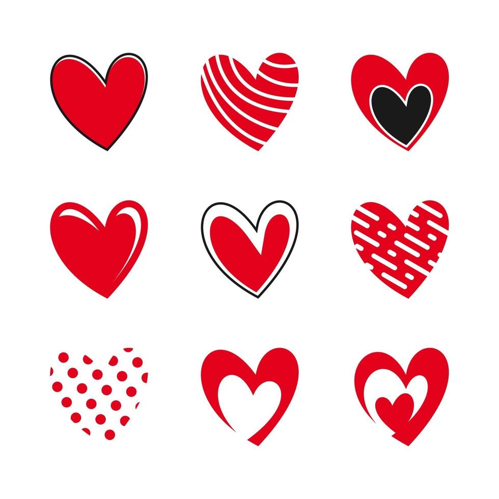 Heart Icon Set Template vector