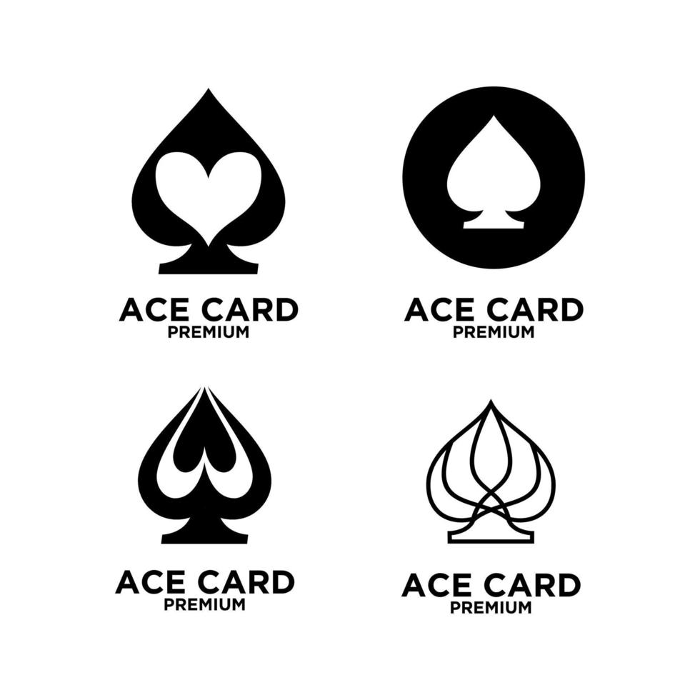 conjunto de colección premium ace tarjeta negro vector logo icono diseño