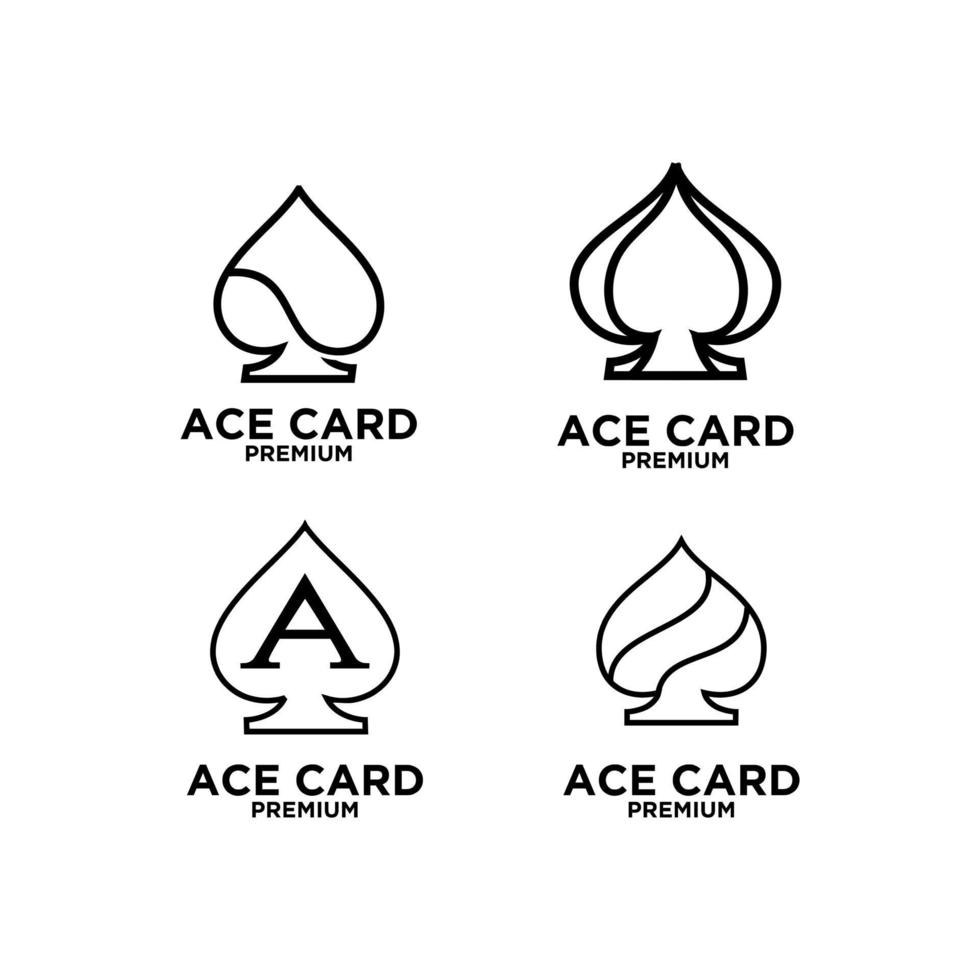 Establecer colección premium ace tarjeta línea negra vector logo icono diseño