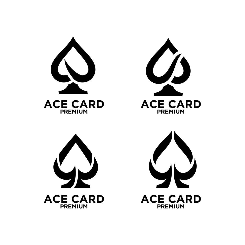 conjunto de colección premium ace tarjeta negro vector logo icono diseño