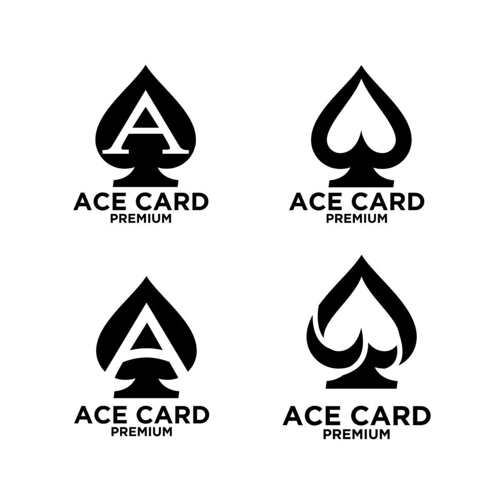 conjunto de colección premium ace tarjeta negro vector logo icono diseño