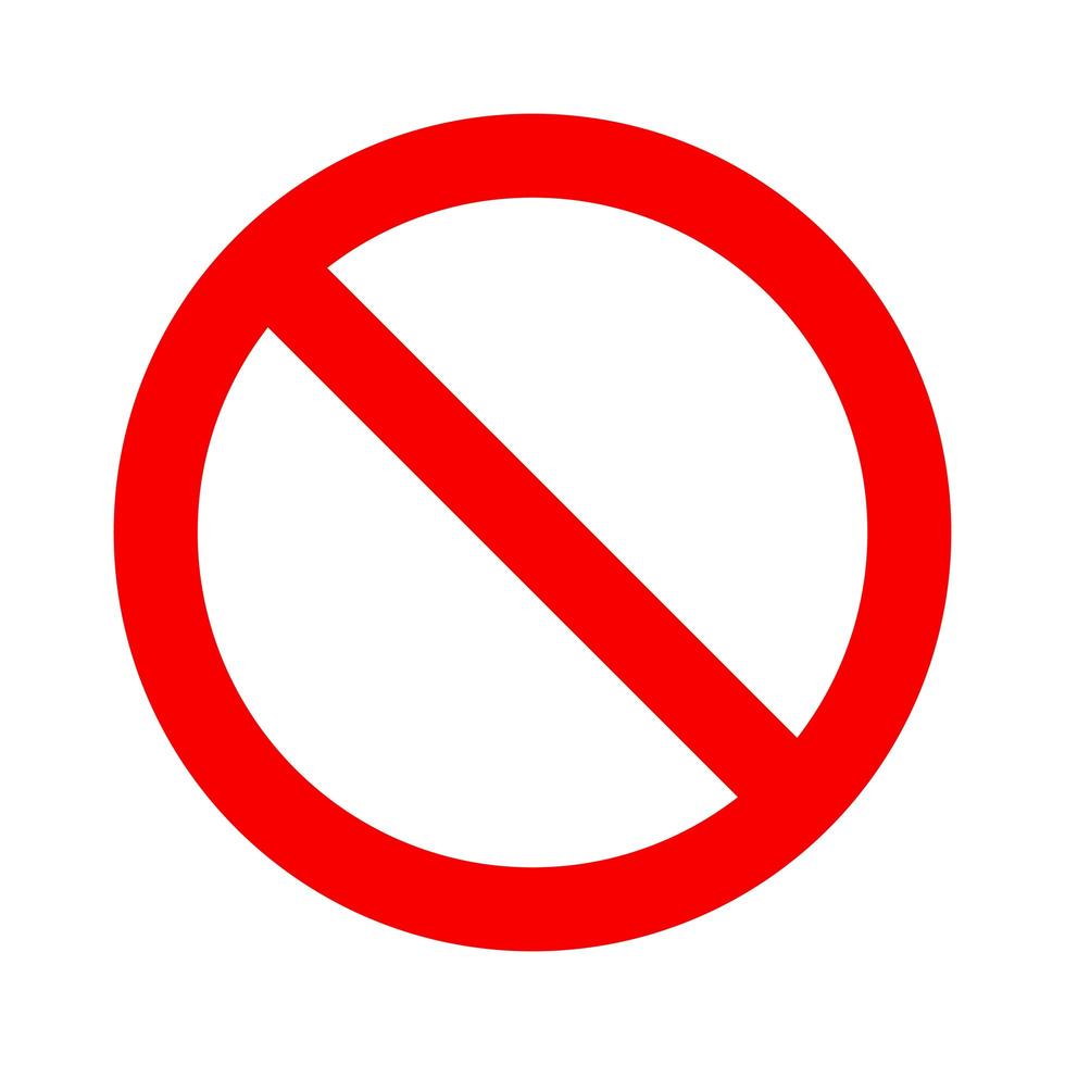 No symbol. Prohibition sign. Not allowed icon. Circle with backslash