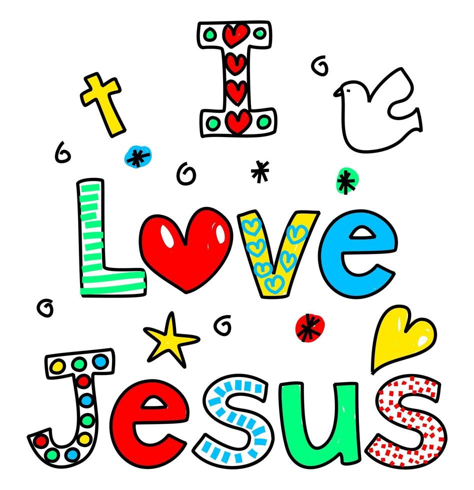 I Love Jesus Doodle Text vector