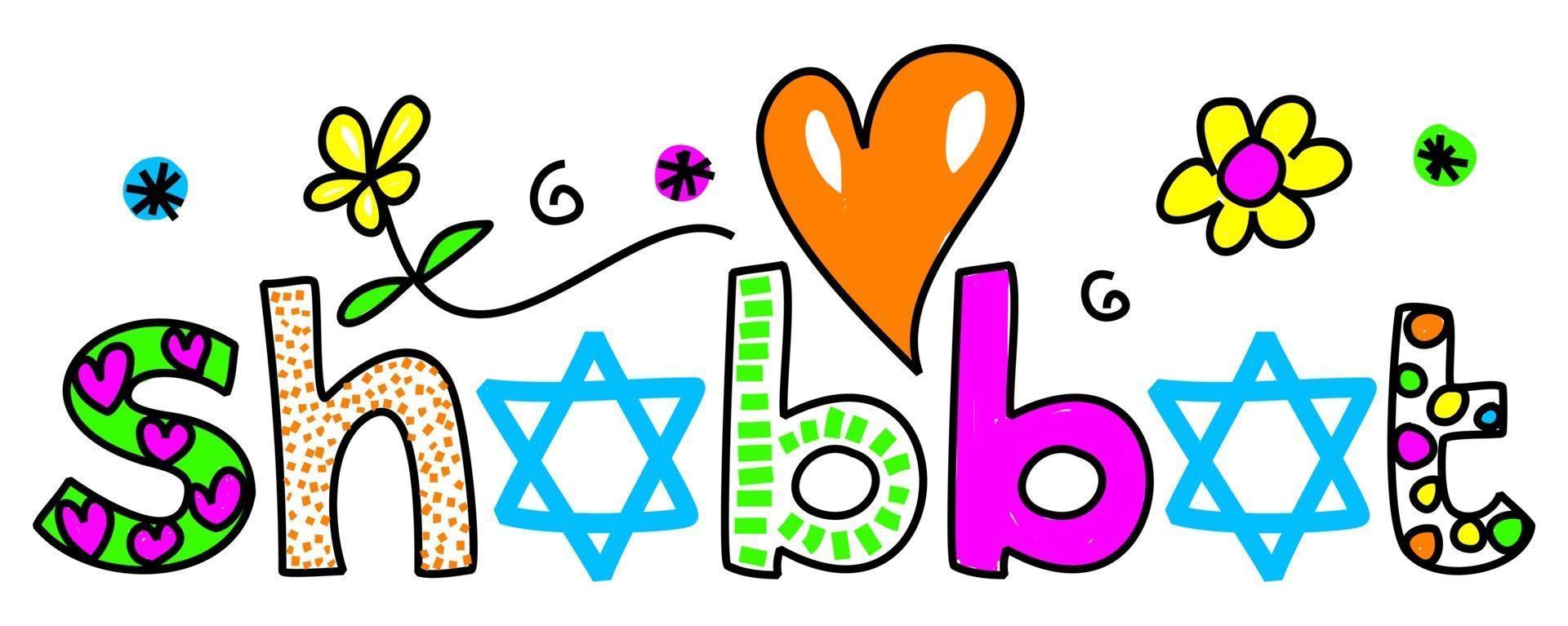 Shabbat Hand Drawn Doodle Text vector