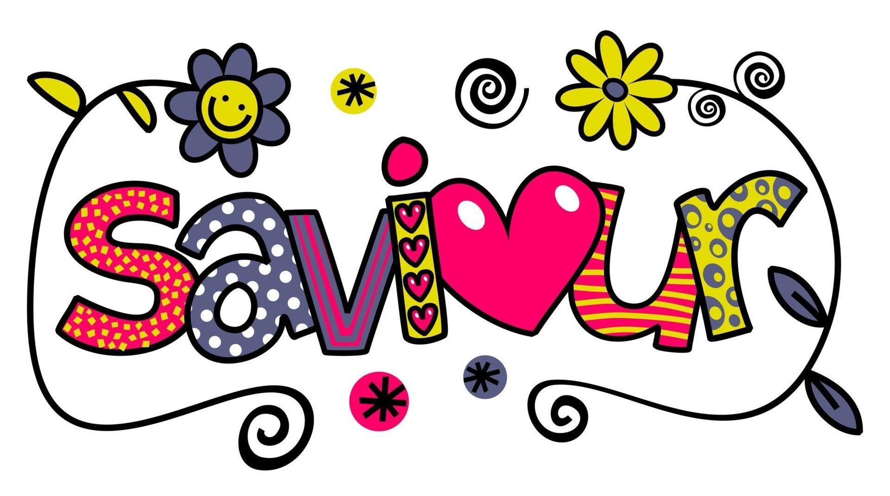 Saviour Doodle Text Lettering vector