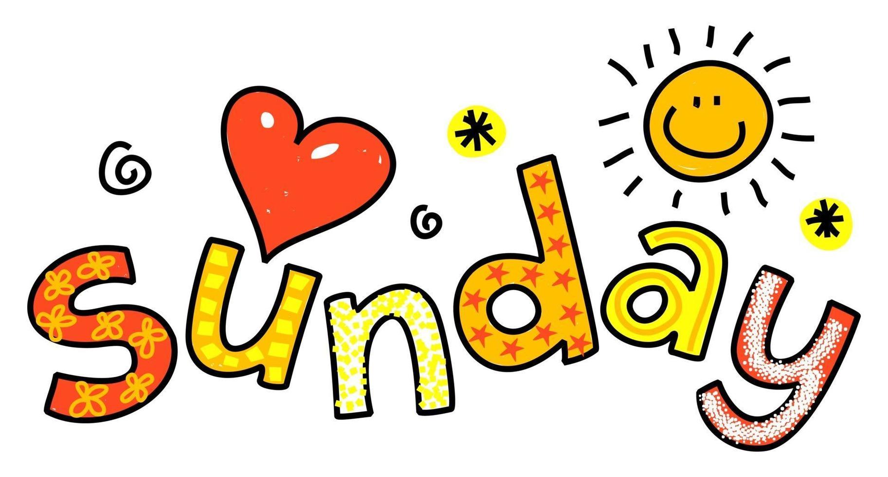 Sunday Week End Doodle Text Lettering 3272348 Vector Art at Vecteezy