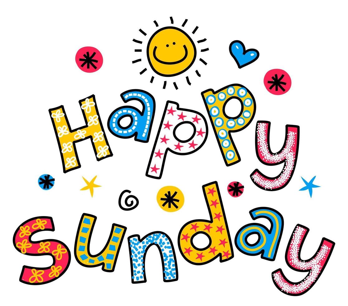 Happy Sunday Weekend Doodle Text Lettering 3272358 Vector Art at ...