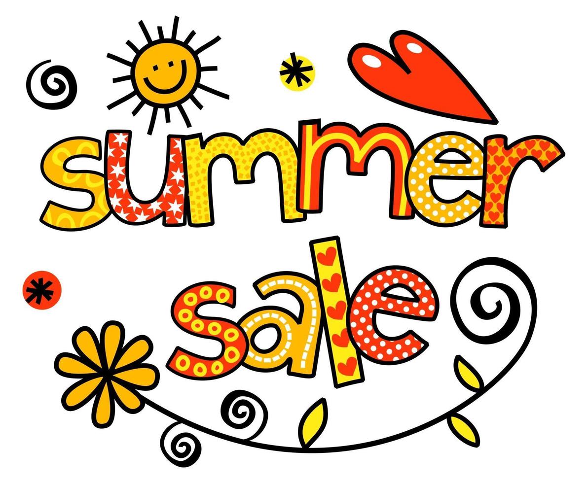 Summer Sale Title Seasonal Doodle Lettering vector