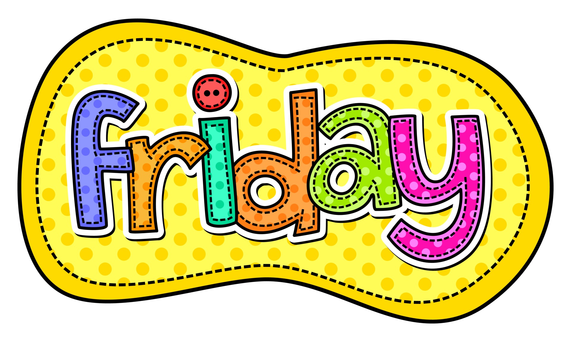 Download Friday Weekday Doodle Stitch Text Lettering Patch for free 