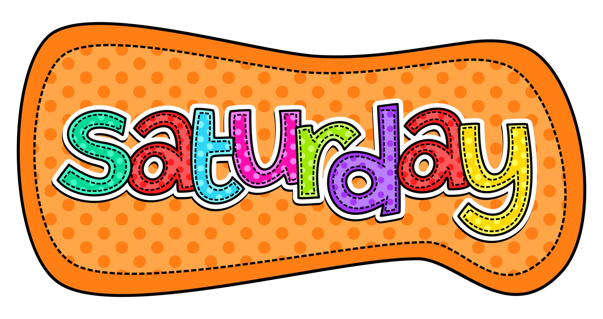 Saturday Week End Doodle Stitch Text Lettering Patch 3272363 Vector Art at  Vecteezy