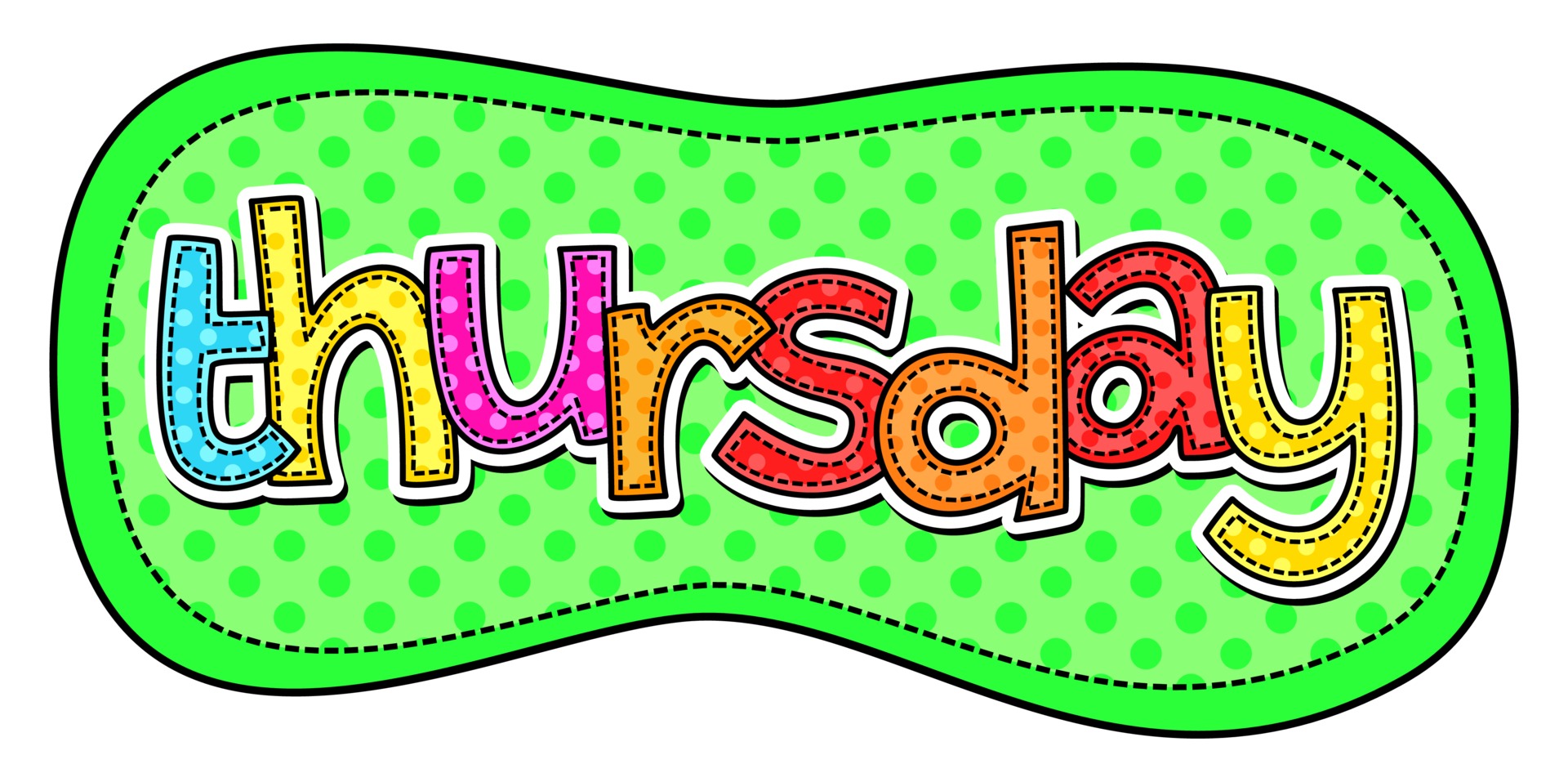 Download Thursday Week Day Doodle Stitch Text Lettering Patch for free.