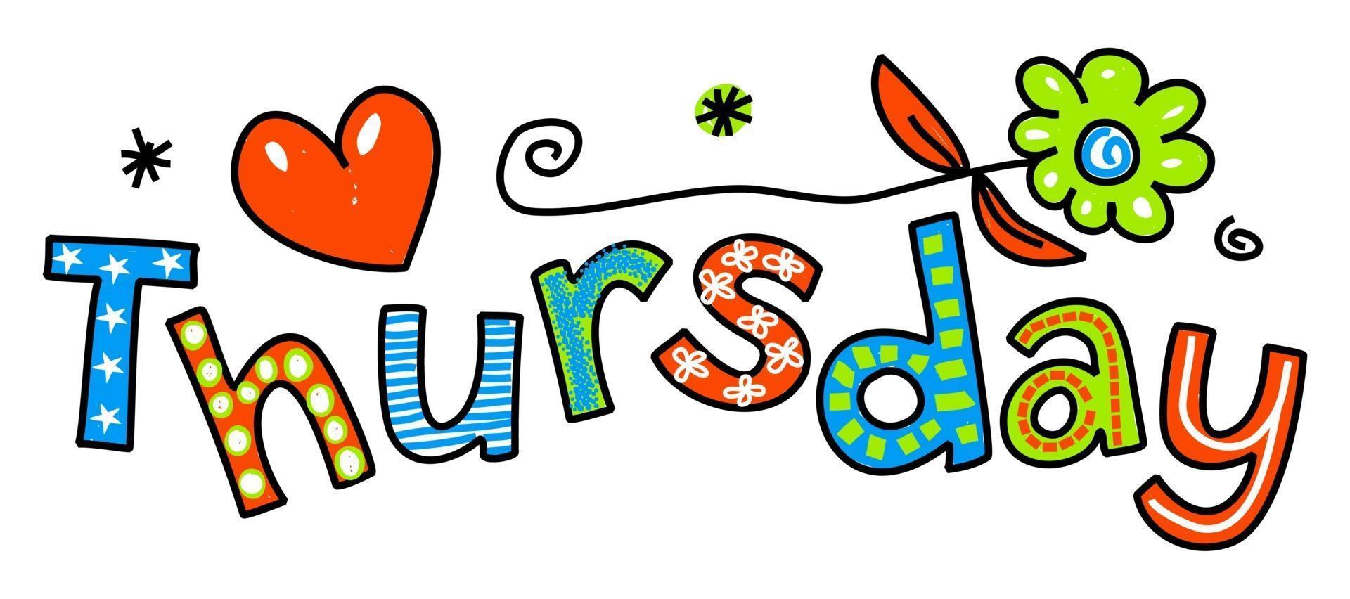 Thursday Week Day Doodle Text Lettering vector