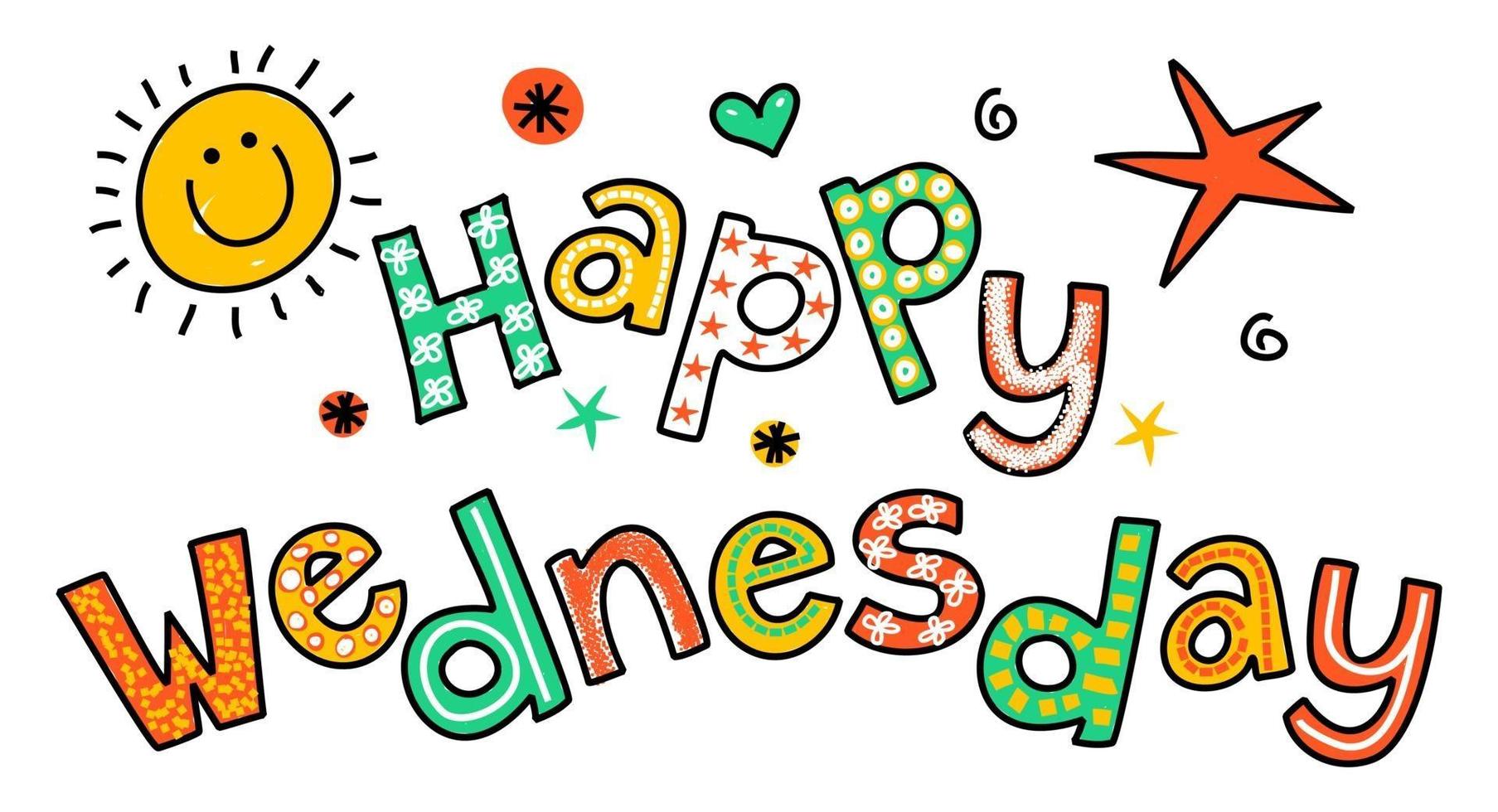 Happy Wednesday Week Doodle Text Lettering 3272376 Vector Art at ...