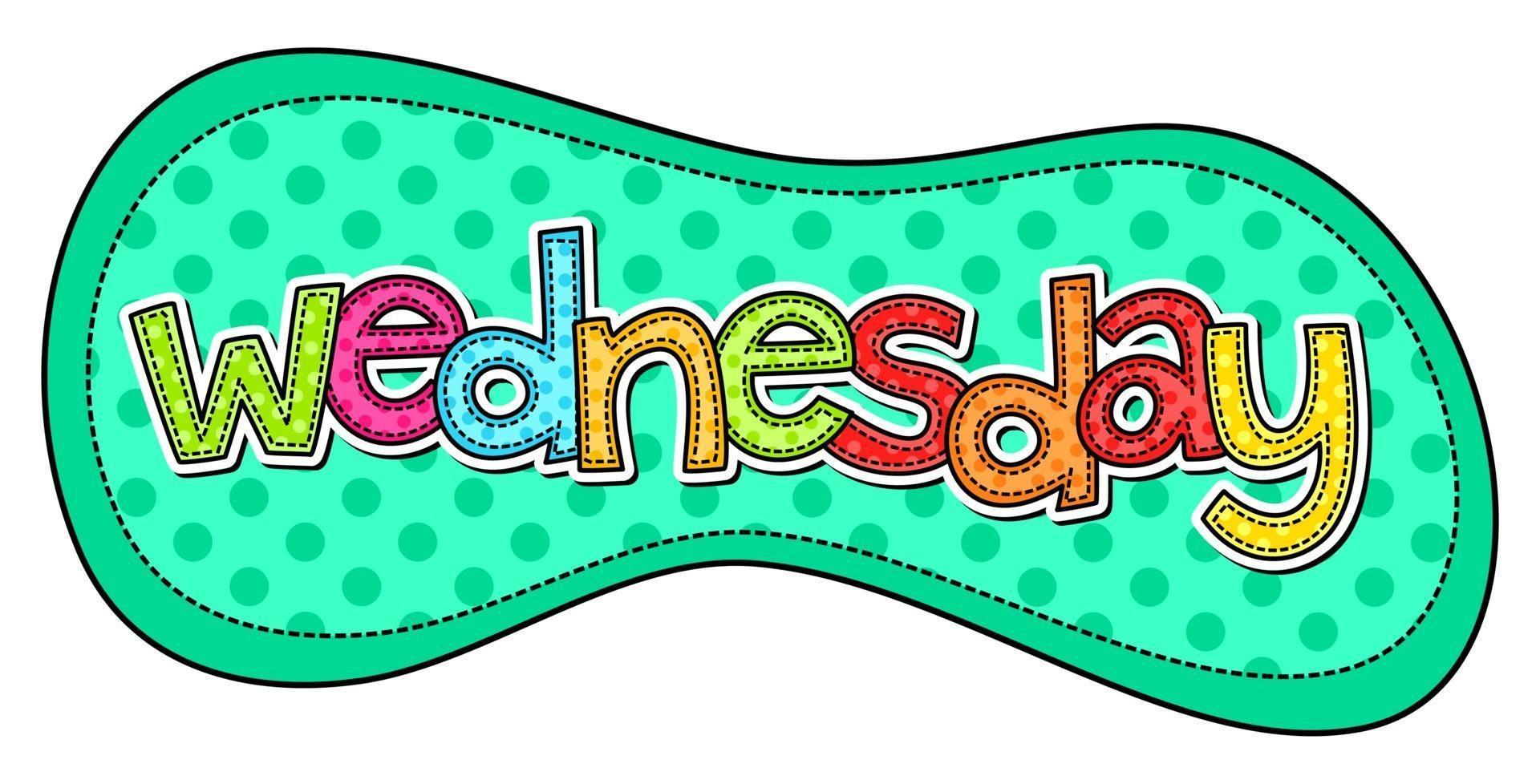 Wednesday Week Day Doodle Stitch Text Lettering vector