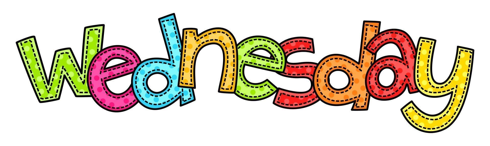 Wednesday Week Day Doodle Stitch Text Lettering vector