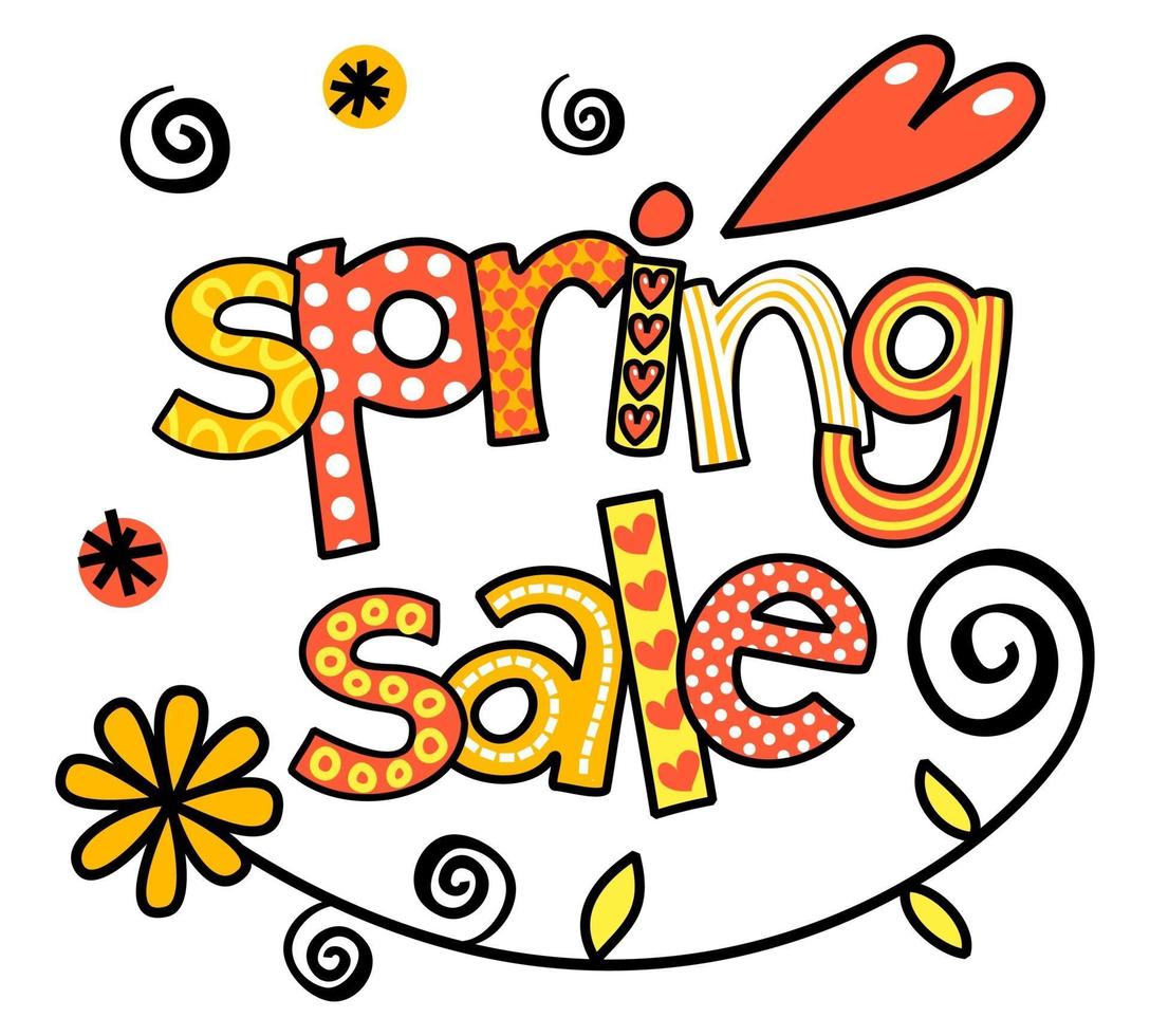 Spring Sale Seasonal Text Doodle Lettering vector