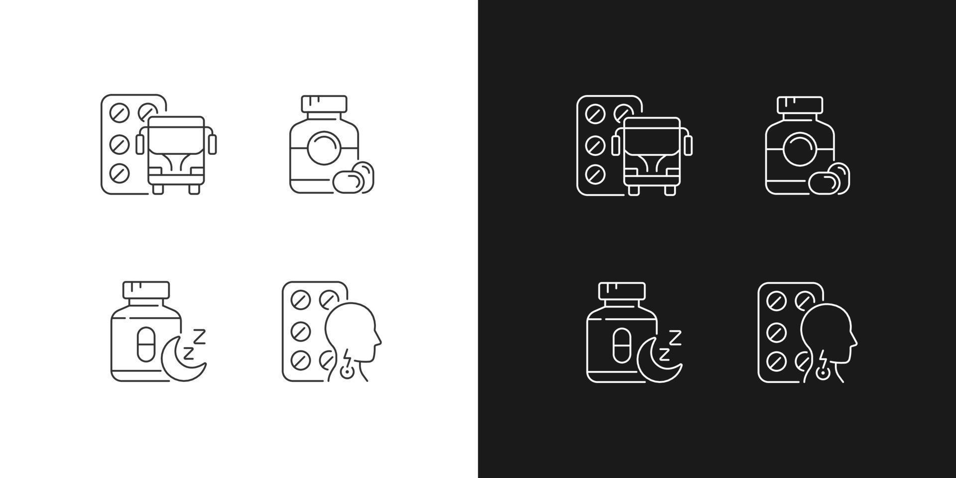 Maintaining life quality linear icons set for dark and light mode vector