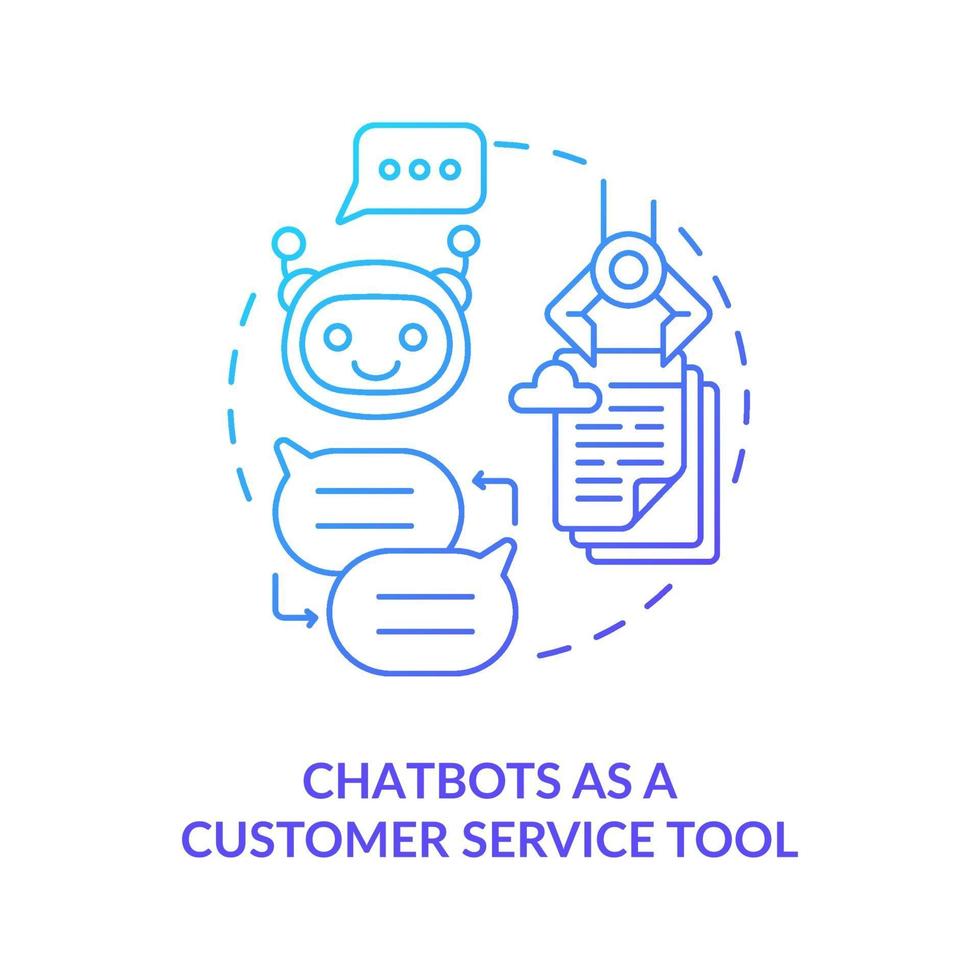 chatbot como herramienta de servicio al cliente icono de concepto degradado azul vector