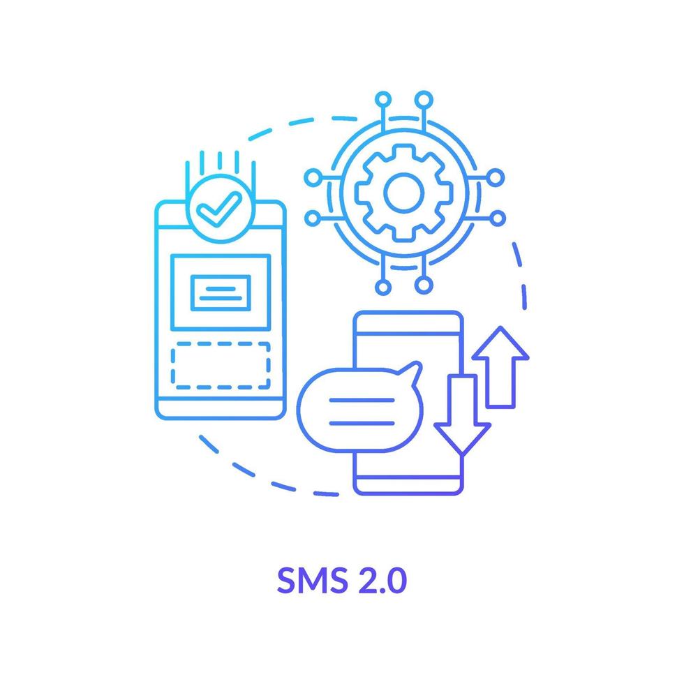 SMS 2.0 blue gradient concept icon vector