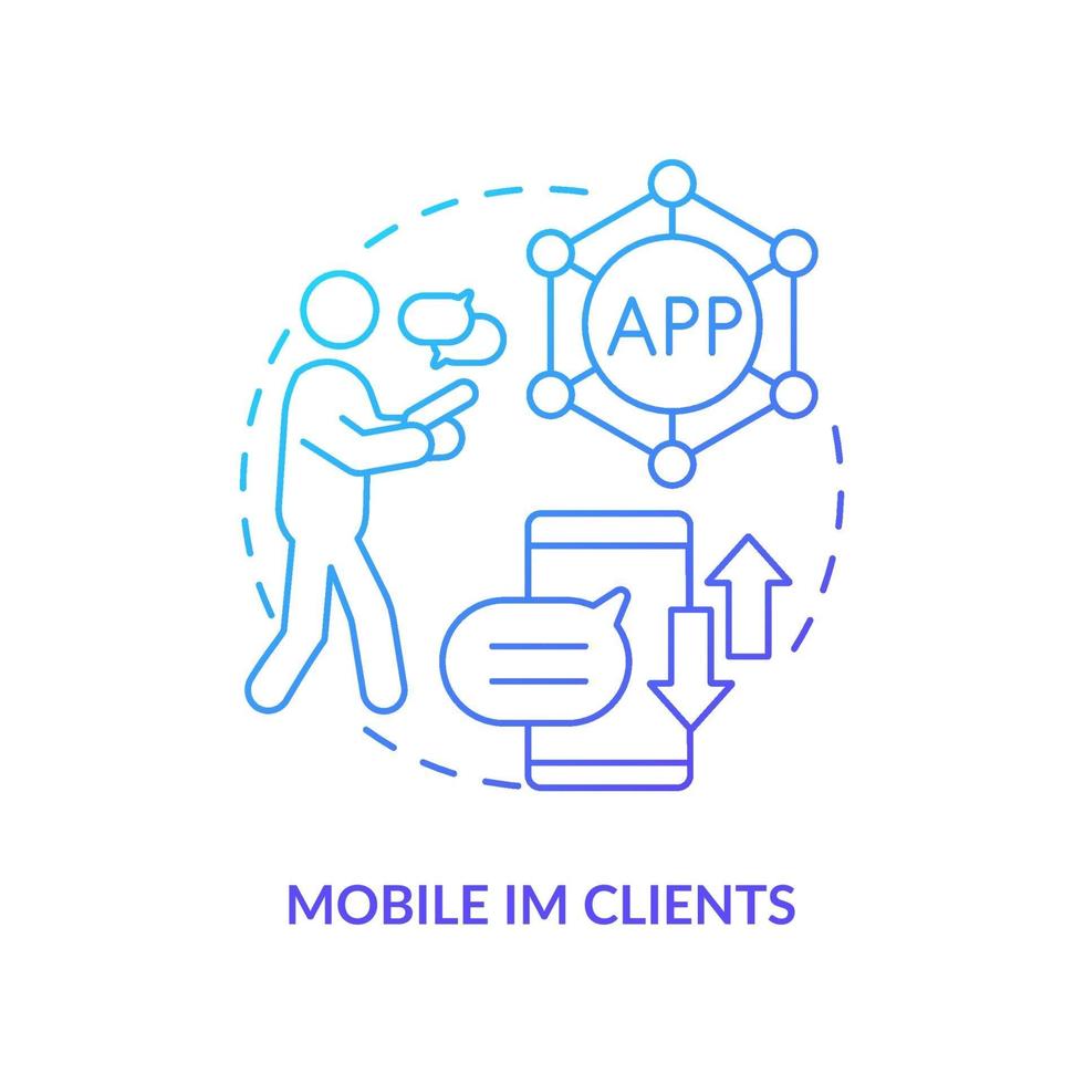 Mobile IM client blue gradient concept icon vector