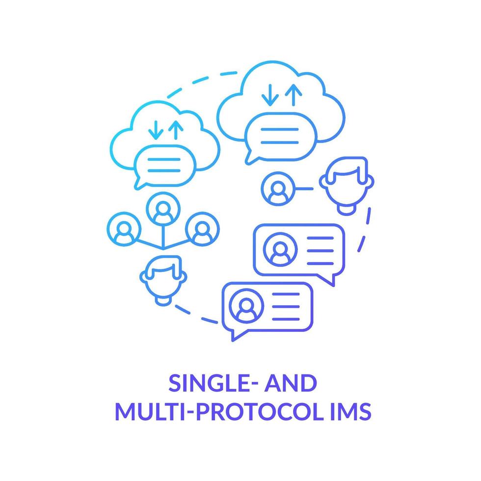Single and multi protocol IM blue gradient concept icon vector