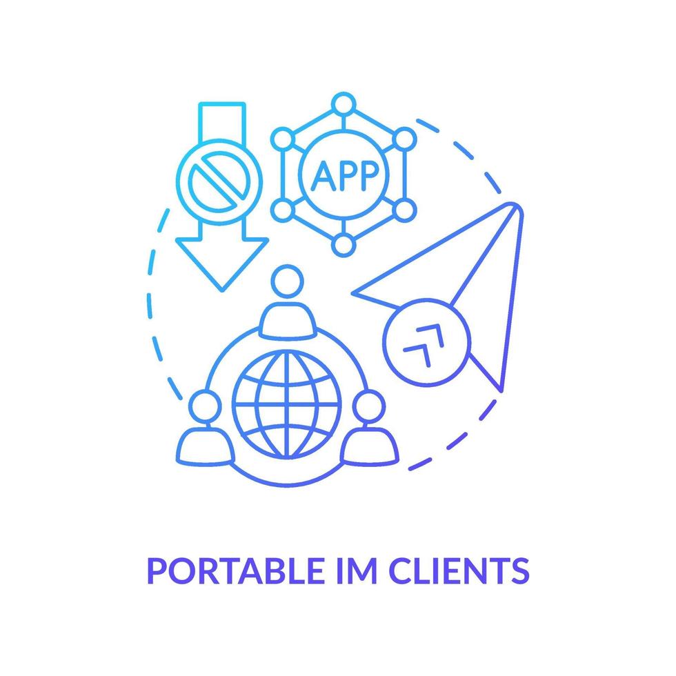 Portable IM client blue gradient concept icon vector