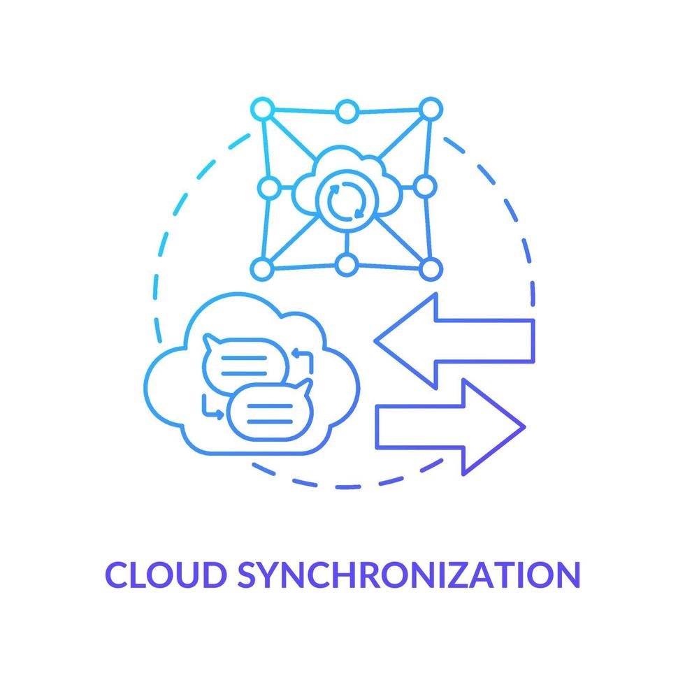 Cloud synchronization blue gradient concept icon vector