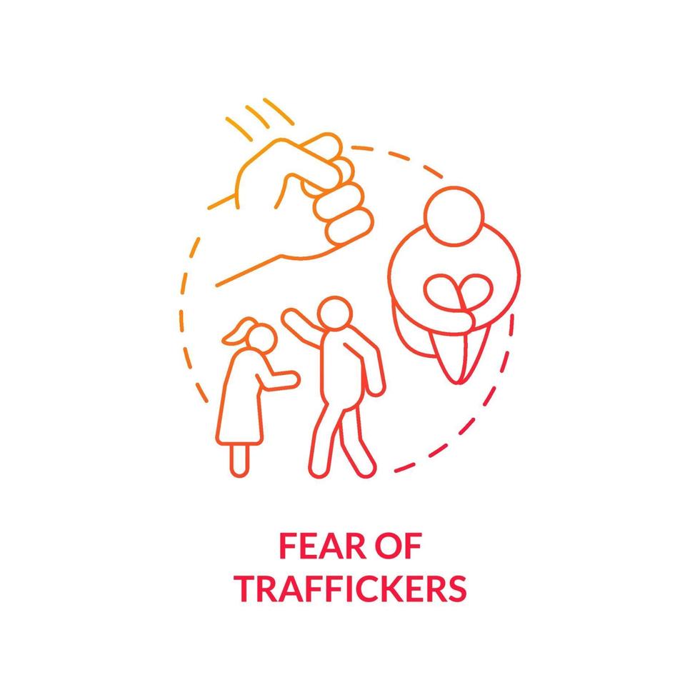 Fear of traffickers red concept icon vector