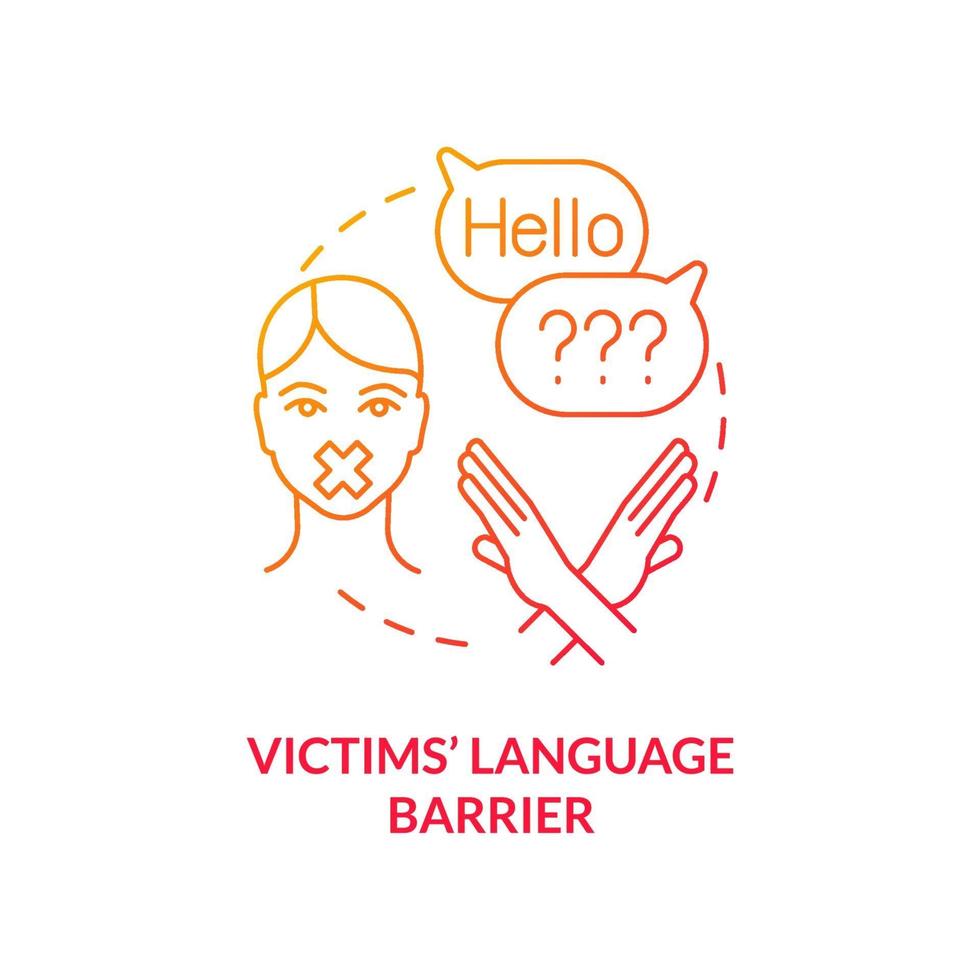 Victims language barrier red concept icon vector