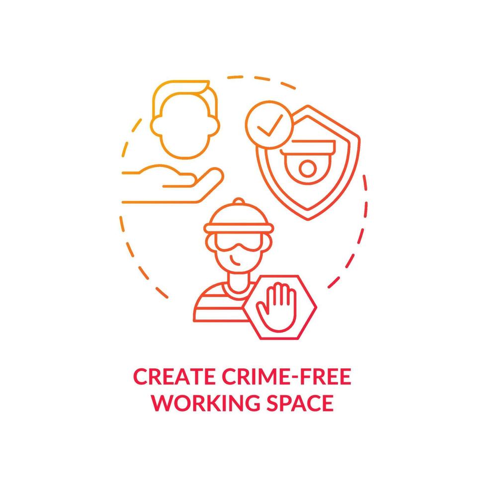 crear espacio de trabajo libre de delitos concepto rojo icono vector