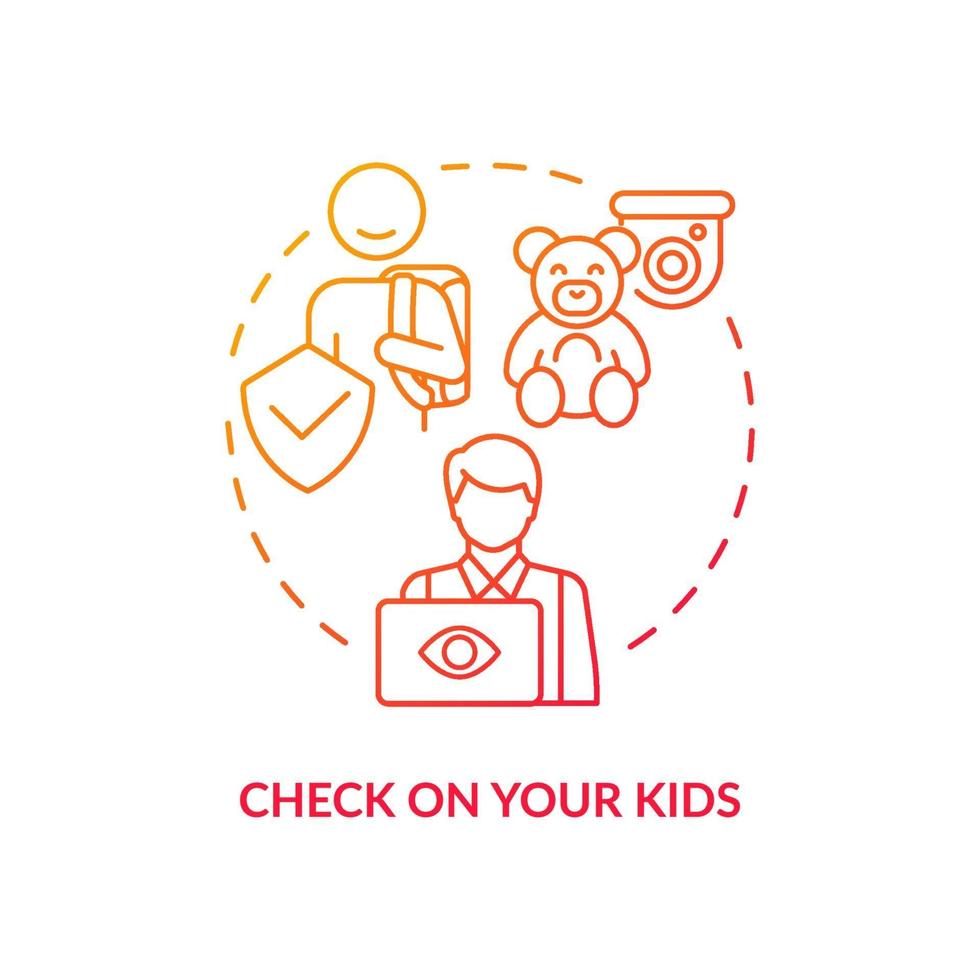 Check on your kids red concept icon vector