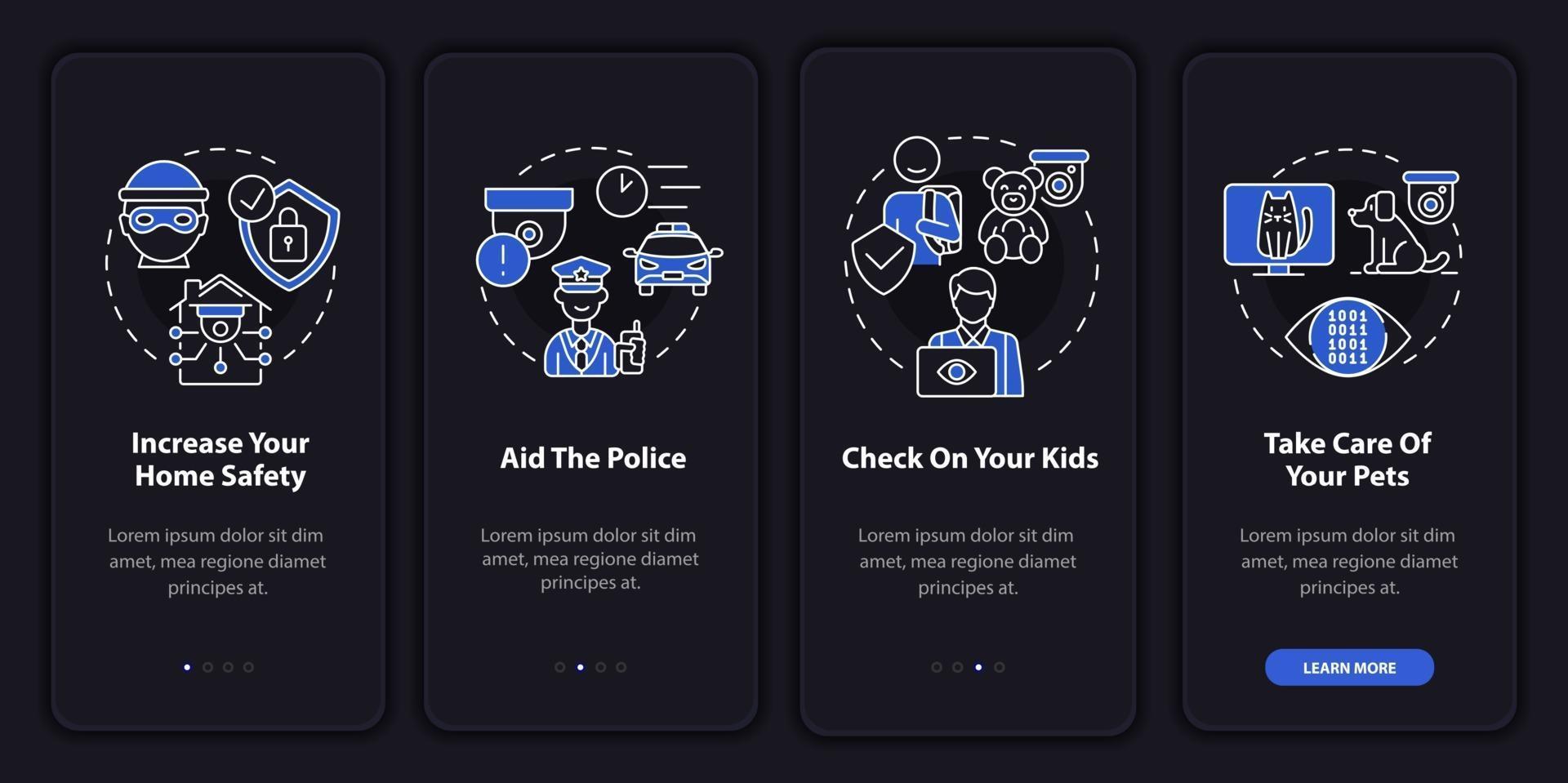 Check on your family CCTV onboarding mobile app page screen vector