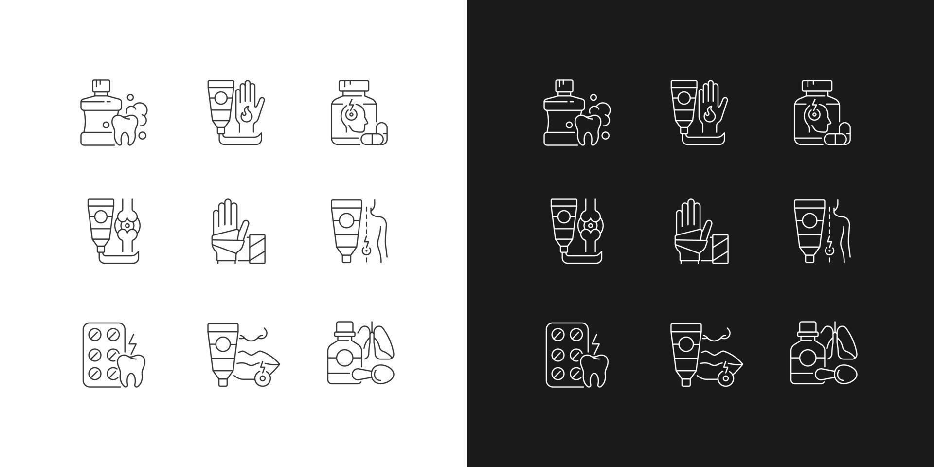 First aid bag linear icons set for dark and light mode vector