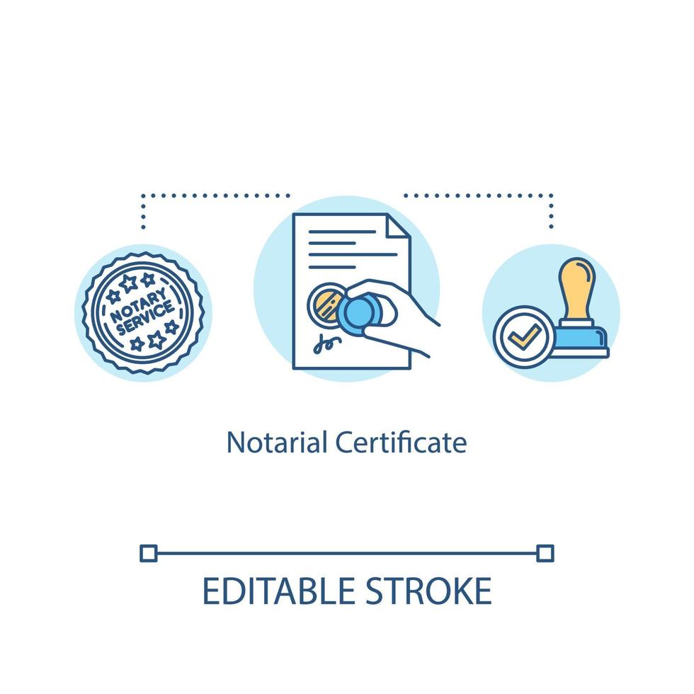 Notarial certificate concept icon vector