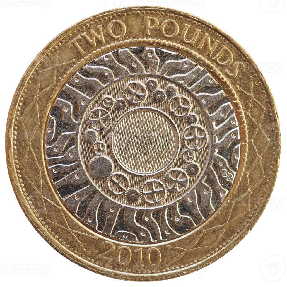 2 pounds coin, United Kingdom isolated over white photo
