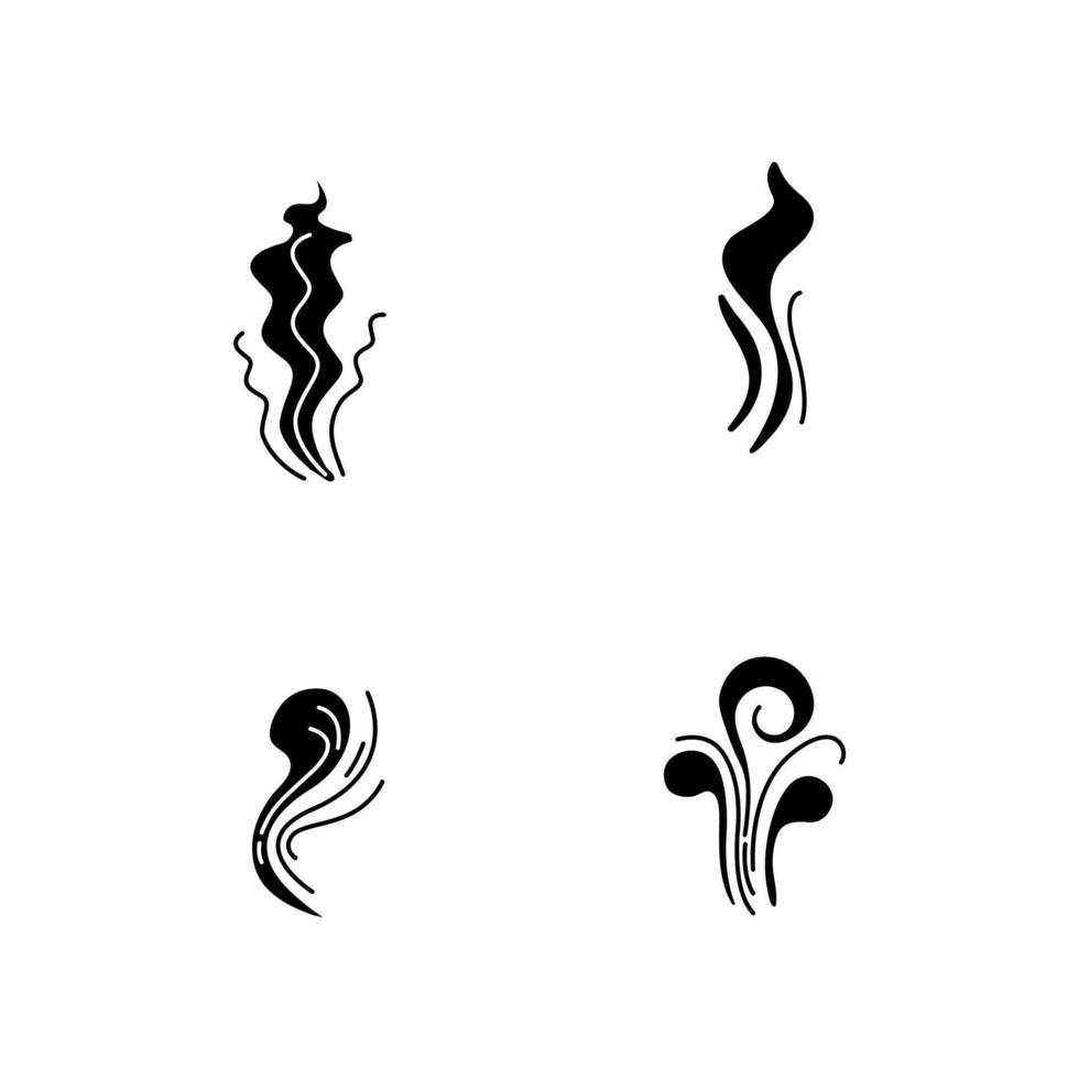 Smell black glyph icons set on white space vector