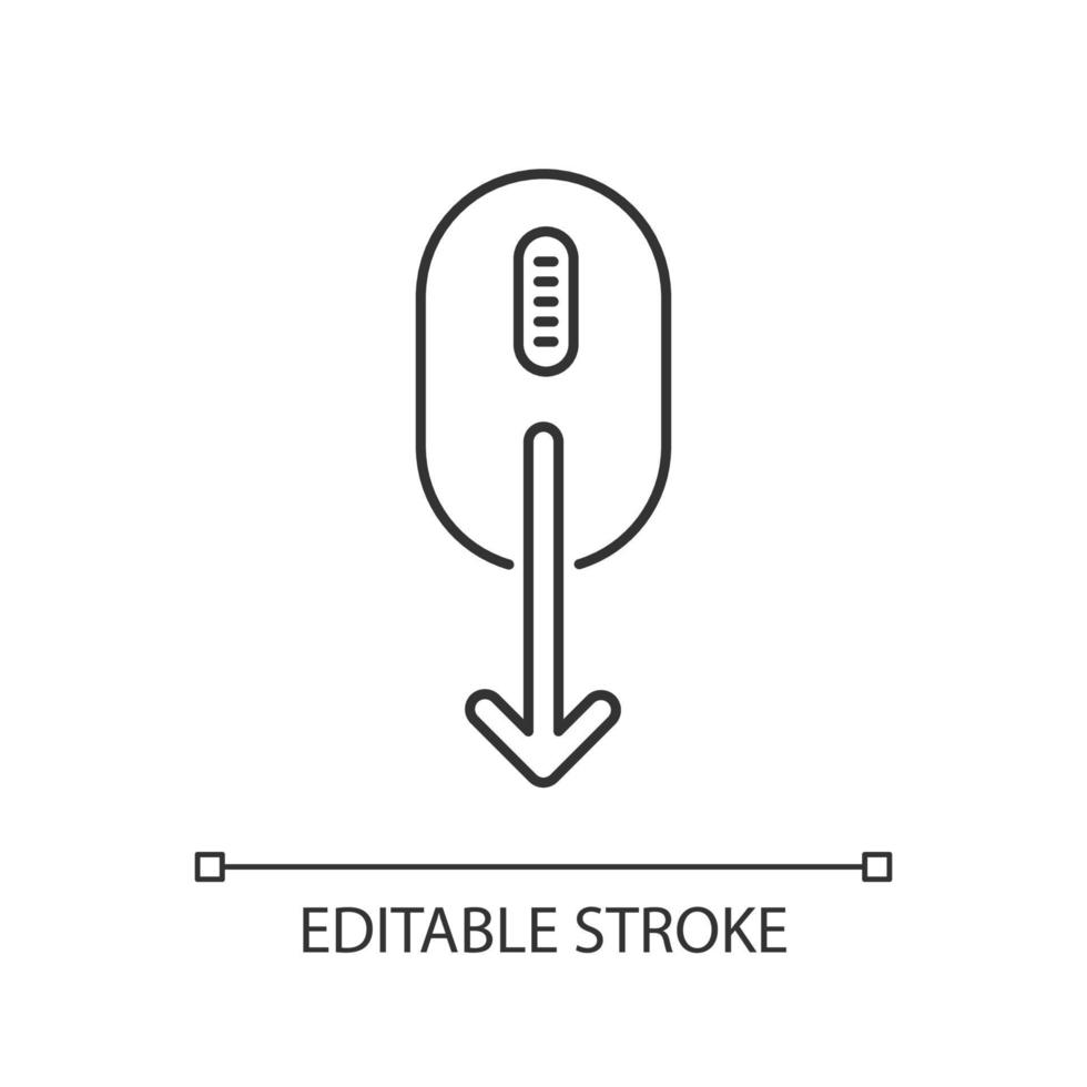 Mouse and down arrow pixel perfect linear icon vector