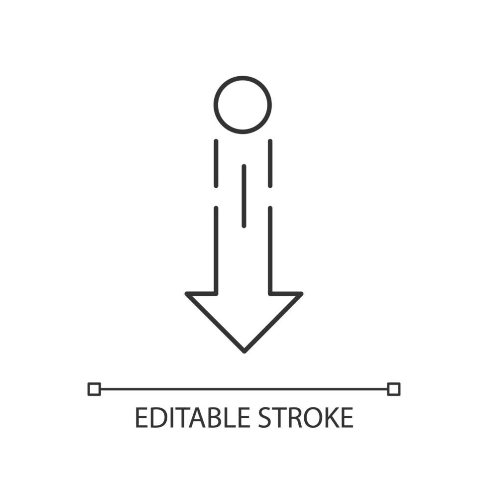 Down arrow and circle pixel perfect linear icon vector