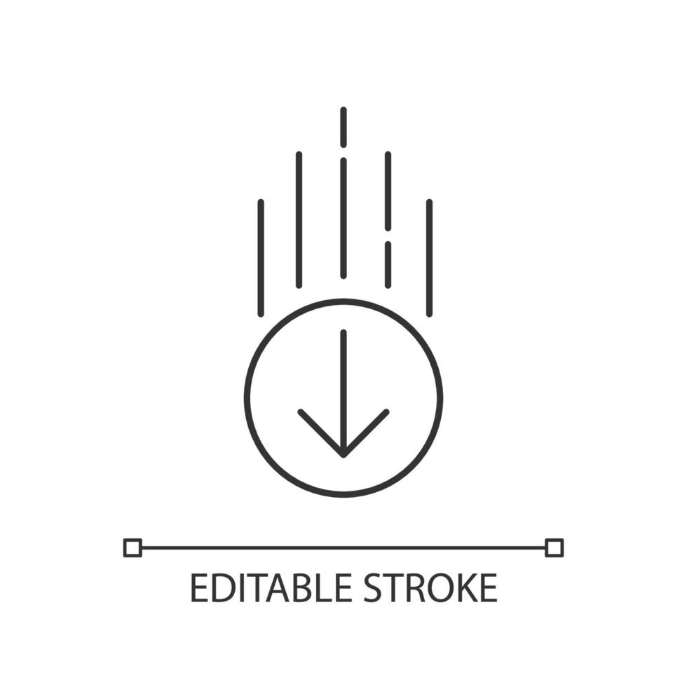 Down arrow in circle pixel perfect linear icon vector